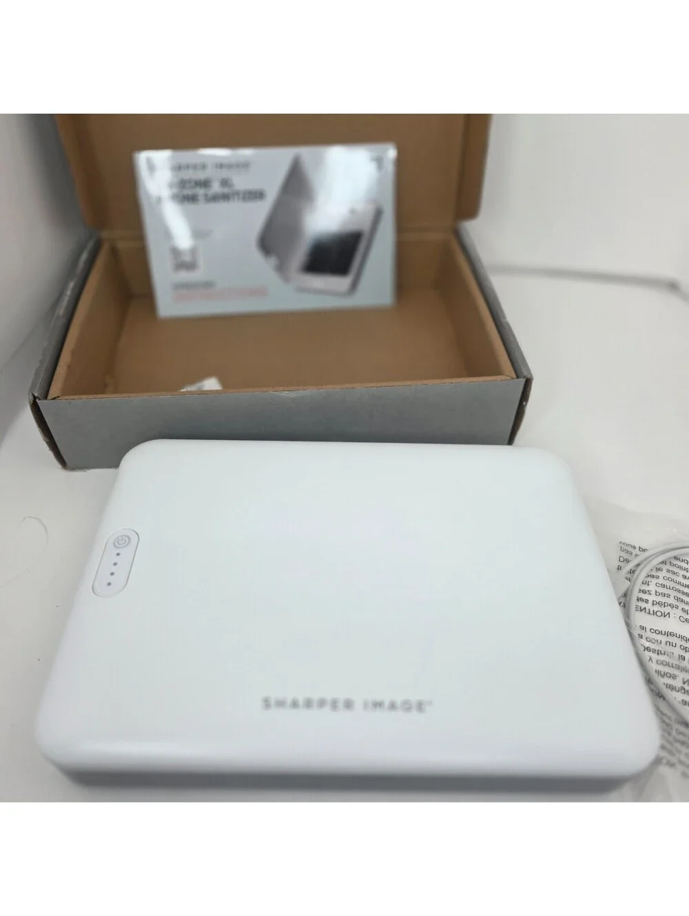 Sharper Image UV-Zone Phone Sanitizer Portable UVC Light Charger White PST01106
